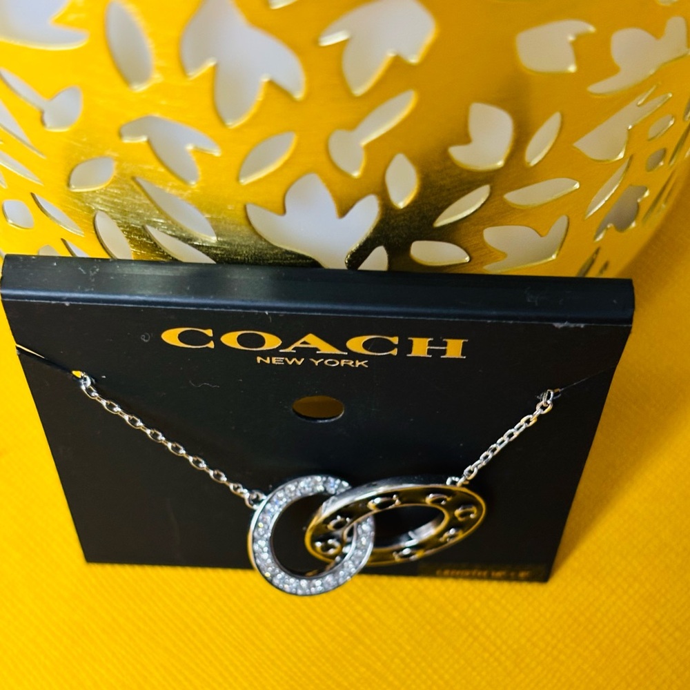 Coach Silver and Black Interlocking Necklace. New. Retail $126 - Picture 5 of 6